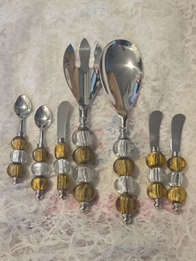 Stainless Steel Serving Spoons Spork Soup Saled 7 Total GC